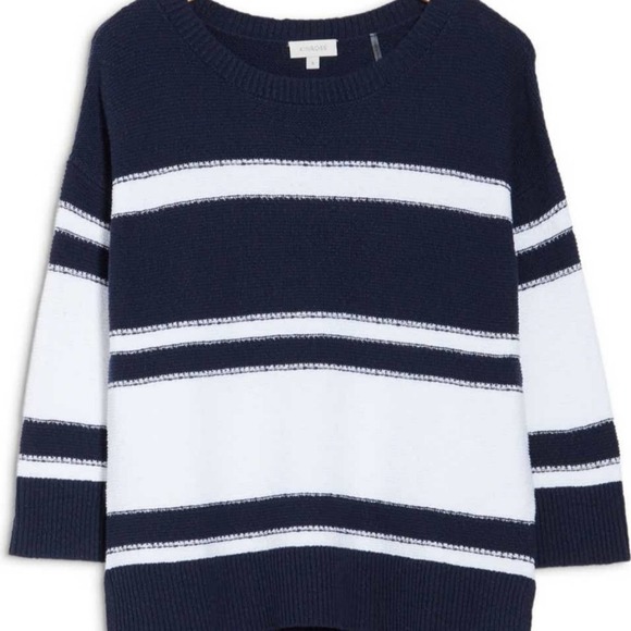 Kinross Striped Boatneck Long Sleeve 100% Cotton Sweater Size XL - Picture 2 of 4